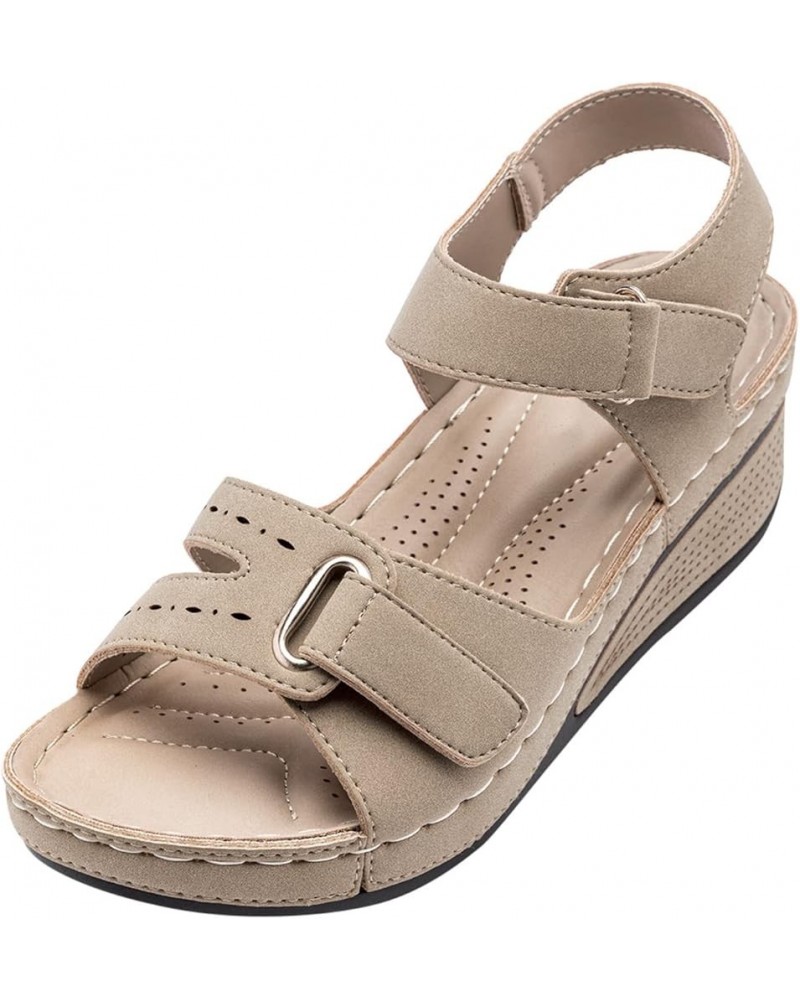 Summer Sandals for Women 2024, Platform Sandals Women Dressy Comfortable Open Toe Wedge Sandals with Buckle Strap Khaki $14.9...