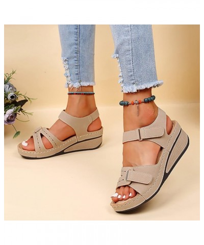 Summer Sandals for Women 2024, Platform Sandals Women Dressy Comfortable Open Toe Wedge Sandals with Buckle Strap Khaki $14.9...