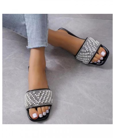 Women's Non Slip Slide Sandals Spring Summer Women Slippers Lightweight Pearl Sequins Solid Open Toe Comfortable Beach Style ...