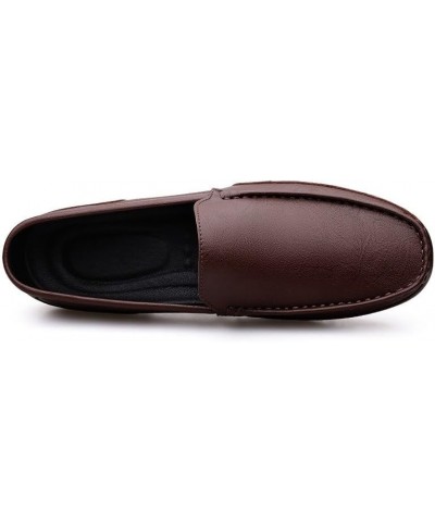 Mens Loafers Shoe Round Toe PU Leather Loafer Shoes Anti-Slip Resistant Flat Heel Fashion Slip On Brown $28.08 Loafers & Slip...