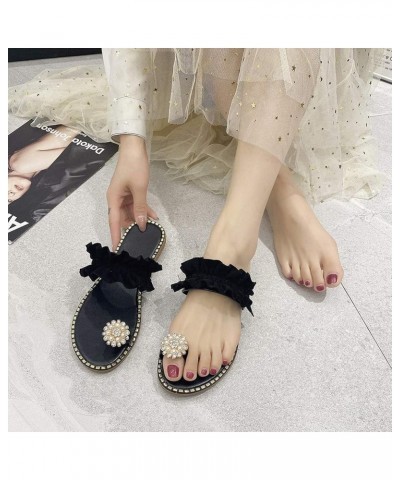 Arch Support Sandals for Women Dressy Bohemian Pearl Decor Beach Slippers Casual Style Clip Toe Women's Slipper (Yellow, 7.5)...