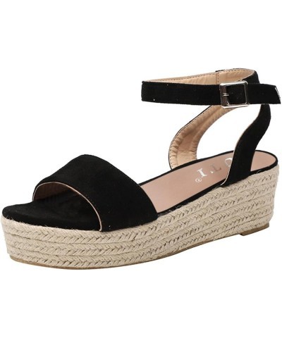 Wedge Sandals for Women,Women's Espadrille Leopard Ankle Strap Wedge Platform Sandals Classic Slippers Black $20.89 Outdoor S...