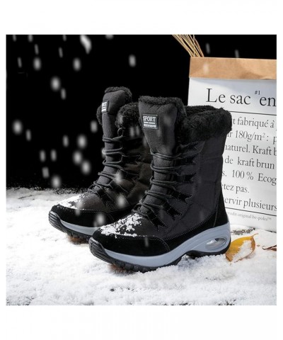 Winter Ladies Boots Warm Small Bovine Snow Boots Women Burst Comfortable Ladies Boots Warm Cotton Shoes (Color : Black, Shoe ...