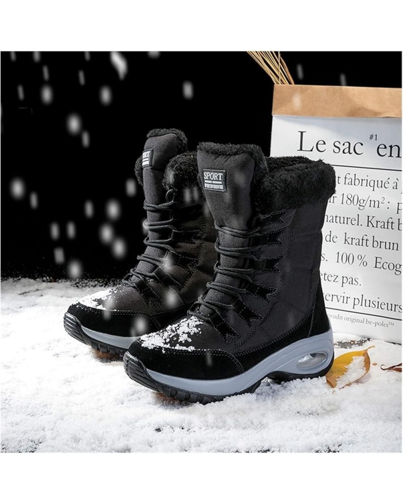 Winter Ladies Boots Warm Small Bovine Snow Boots Women Burst Comfortable Ladies Boots Warm Cotton Shoes (Color : Black, Shoe ...