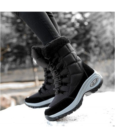 Winter Ladies Boots Warm Small Bovine Snow Boots Women Burst Comfortable Ladies Boots Warm Cotton Shoes (Color : Black, Shoe ...