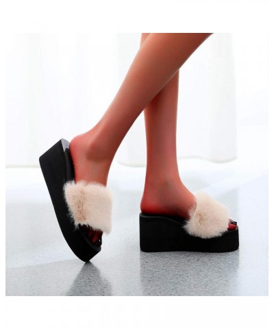 Fluffy Slippers for Women Breathable Open Toe House Slippers Lightweight Soft Sole Anti Slip Flat Shoes Ladies Warm Cozy Fuzz...