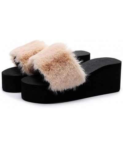 Fluffy Slippers for Women Breathable Open Toe House Slippers Lightweight Soft Sole Anti Slip Flat Shoes Ladies Warm Cozy Fuzz...