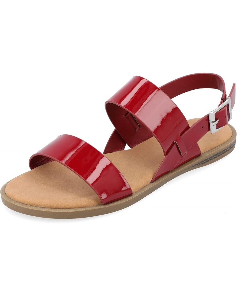 Womens LaVine Multi Strap Flat Sandals Red $15.32 Sandals