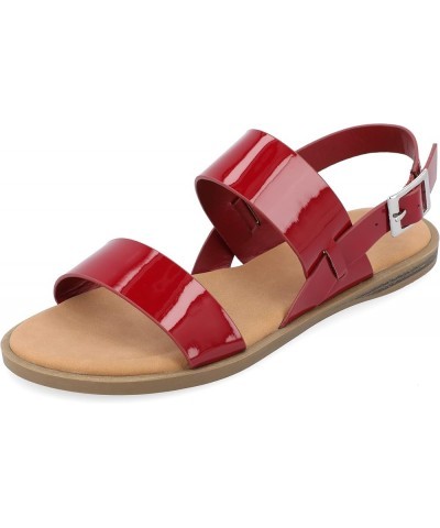 Womens LaVine Multi Strap Flat Sandals Red $15.32 Sandals