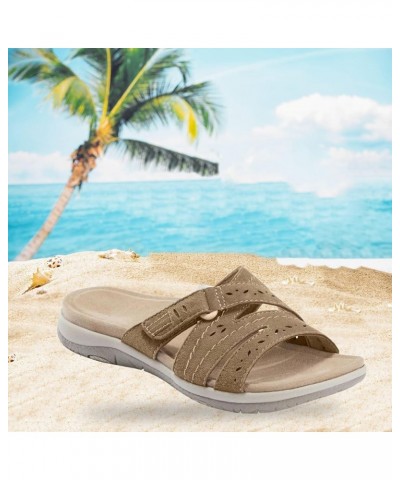 Womens Sandals Flip Flops For Women With Arch Support Cushion Women Shoes Solid Color Hollowed Womens Slipper Coffee $16.27 S...