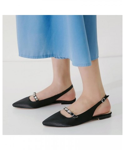 Women Slingback Sandals Women Elegant Evening Slingback Sandals Pointed Toe Flat Slingback Sandals Black $24.95 Sandals