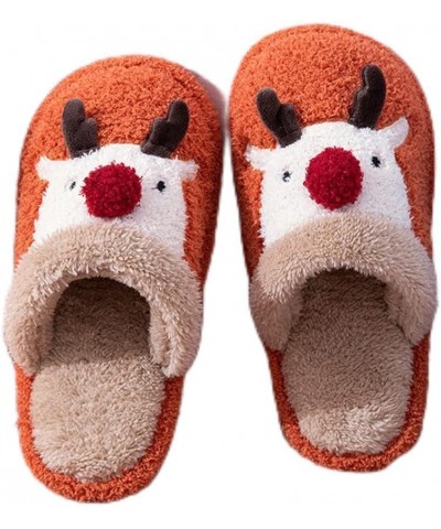 Female Winter Cute Antler Couple Soft Bottom Indoor Home Furnishing Plush Christmas Deer Slippers Orange 38-39 (fit 37-38) $2...