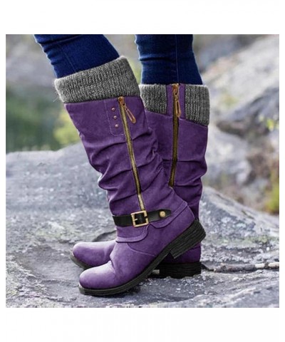 Ankle Booties For Women Platform Rounded Toe Sock Shoes Over-The-Knee Thigh High Knee High Chelsea Boots Purple $25.05 Boots