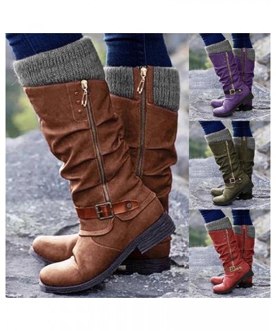 Ankle Booties For Women Platform Rounded Toe Sock Shoes Over-The-Knee Thigh High Knee High Chelsea Boots Purple $25.05 Boots