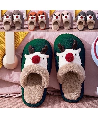 Female Winter Cute Antler Couple Soft Bottom Indoor Home Furnishing Plush Christmas Deer Slippers Orange 38-39 (fit 37-38) $2...