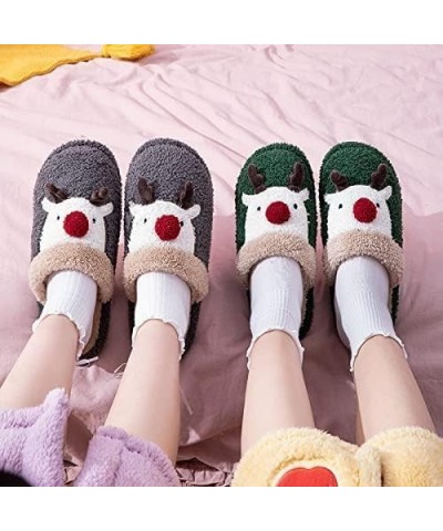 Female Winter Cute Antler Couple Soft Bottom Indoor Home Furnishing Plush Christmas Deer Slippers Orange 38-39 (fit 37-38) $2...