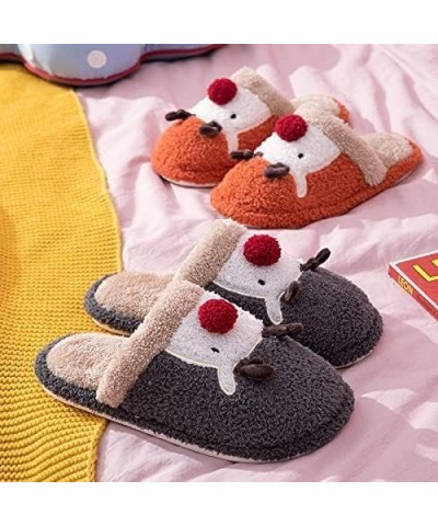 Female Winter Cute Antler Couple Soft Bottom Indoor Home Furnishing Plush Christmas Deer Slippers Orange 38-39 (fit 37-38) $2...