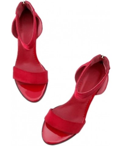 Fashion Sandals with Mini/Large Size Available Cute Sandals with High Chunky Heel for Women Red $20.08 Sandals