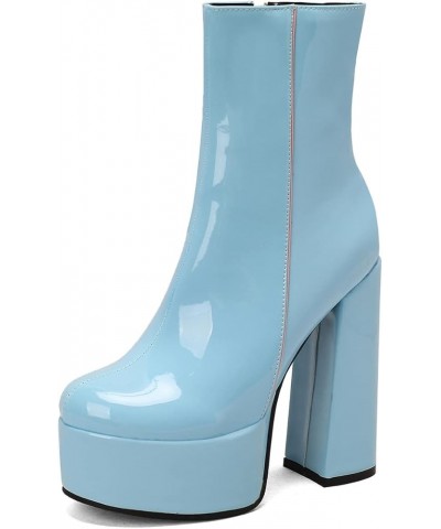 Fashion Platform Boots 256 Light-blue $31.79 Boots