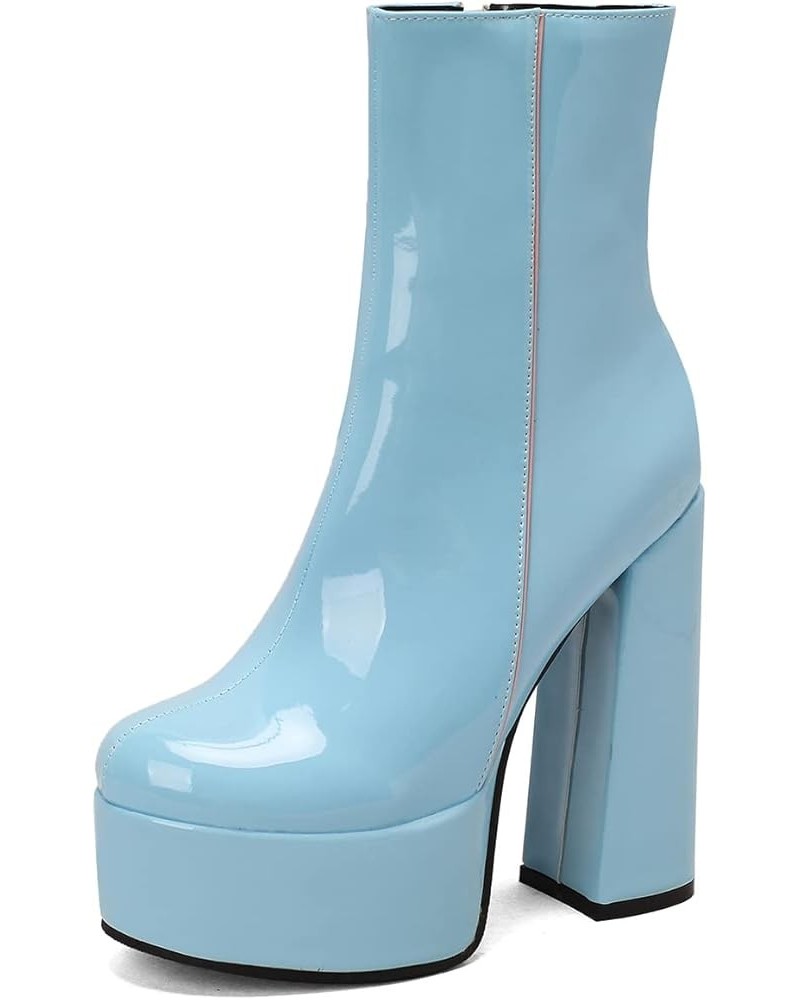 Fashion Platform Boots 256 Light-blue $31.79 Boots