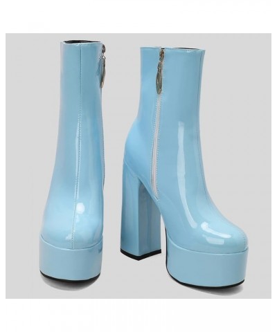 Fashion Platform Boots 256 Light-blue $31.79 Boots