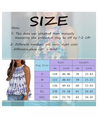 Womens Summer Tops 2022 High Neck Summer Boho Floral Halter Tank Tops Babydoll Ruffled Flowy Sleeveless Shirts Blouses Fcfc-a...