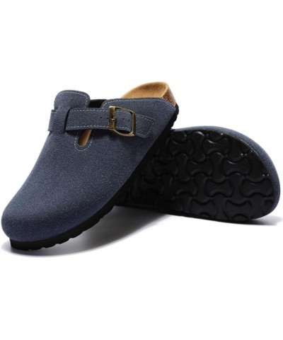 Boston Clogs for Women Men Suede Platform Clearance Mules Slip-On Potato Shoes Antislip Sole Slippers Blue $16.79 Mules & Clogs