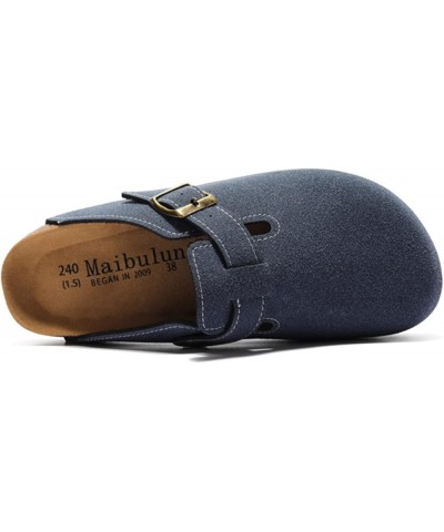 Boston Clogs for Women Men Suede Platform Clearance Mules Slip-On Potato Shoes Antislip Sole Slippers Blue $16.79 Mules & Clogs