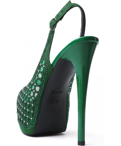 Women's Platform Slingbacks High Heels Peep Toe Party Dress Pumps B-green Suede $38.99 Pumps