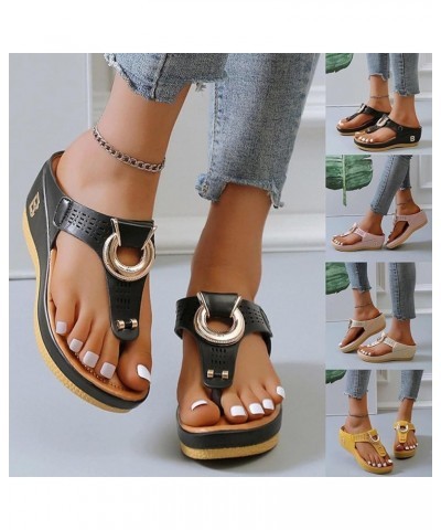 Rome Summer Women Flip Flops Wedges Thick Slippers,Comfortable Casual Sandals Outdoor Summer Beach Slippers with Arch Support...