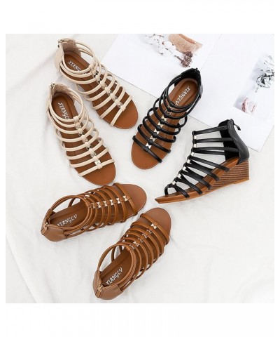 Women Platform Sandals Women's 2023 Summer Vintage Hollow Roman Wedge Heel Round Toe Open Toe Comfortable Fashion 6.5 Black $...