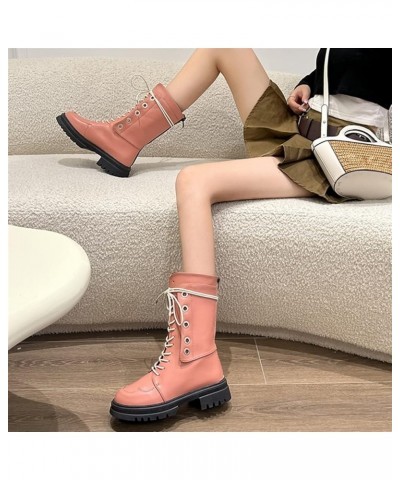 Women Autumn Mid Calf Boots Fashion Leather Boots Women's Round Toe Platform Shoes Lightweight Ankle Boots Sexy Party Shoes (...