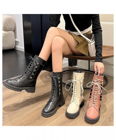 Women Autumn Mid Calf Boots Fashion Leather Boots Women's Round Toe Platform Shoes Lightweight Ankle Boots Sexy Party Shoes (...