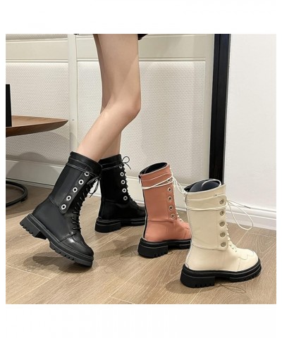 Women Autumn Mid Calf Boots Fashion Leather Boots Women's Round Toe Platform Shoes Lightweight Ankle Boots Sexy Party Shoes (...