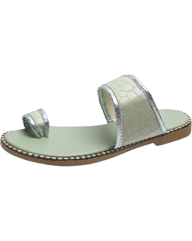 Women's Slip Toe Flat Slippers Large Casual Beach Sandals Womens Slippers Slip on (Green, 10) Green 9 $15.54 Slippers