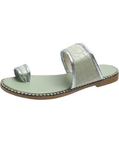 Women's Slip Toe Flat Slippers Large Casual Beach Sandals Womens Slippers Slip on (Green, 10) Green 9 $15.54 Slippers