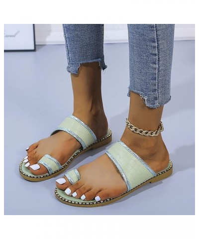 Women's Slip Toe Flat Slippers Large Casual Beach Sandals Womens Slippers Slip on (Green, 10) Green 9 $15.54 Slippers