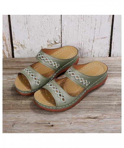 Womens Sandals Size 7 Fashion Women Premium Orthopedic Sandal Open Toe Vintage Anti Slip Breathable for Summer Green $16.12 S...