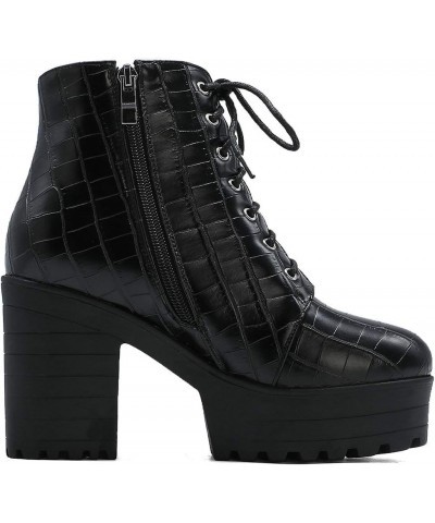 Women's Chunky Lace Up Booties Platform High Heel Ankle Boots Fashion Autumn Winter Shoes Black 2 $29.14 Boots