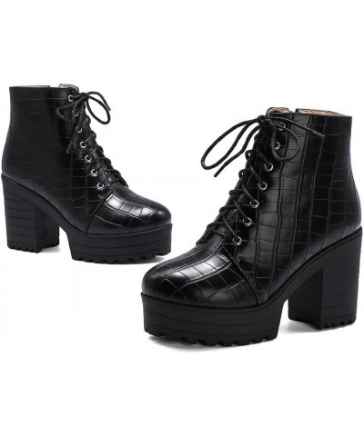 Women's Chunky Lace Up Booties Platform High Heel Ankle Boots Fashion Autumn Winter Shoes Black 2 $29.14 Boots