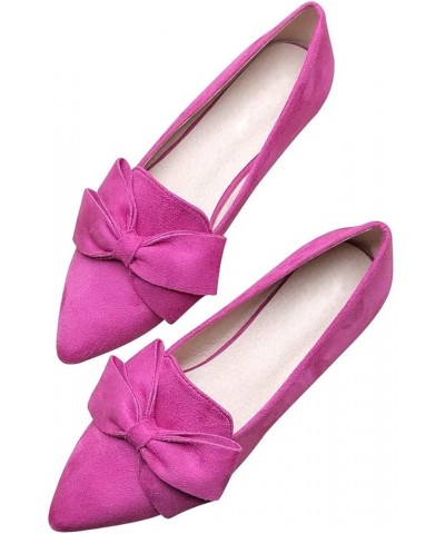 Womens Bow-Knot Ballet Flats Suede Pointy Toe Dress Shoes Comfort Work Shoes Lightweight Slip Ons Rose $19.97 Flats