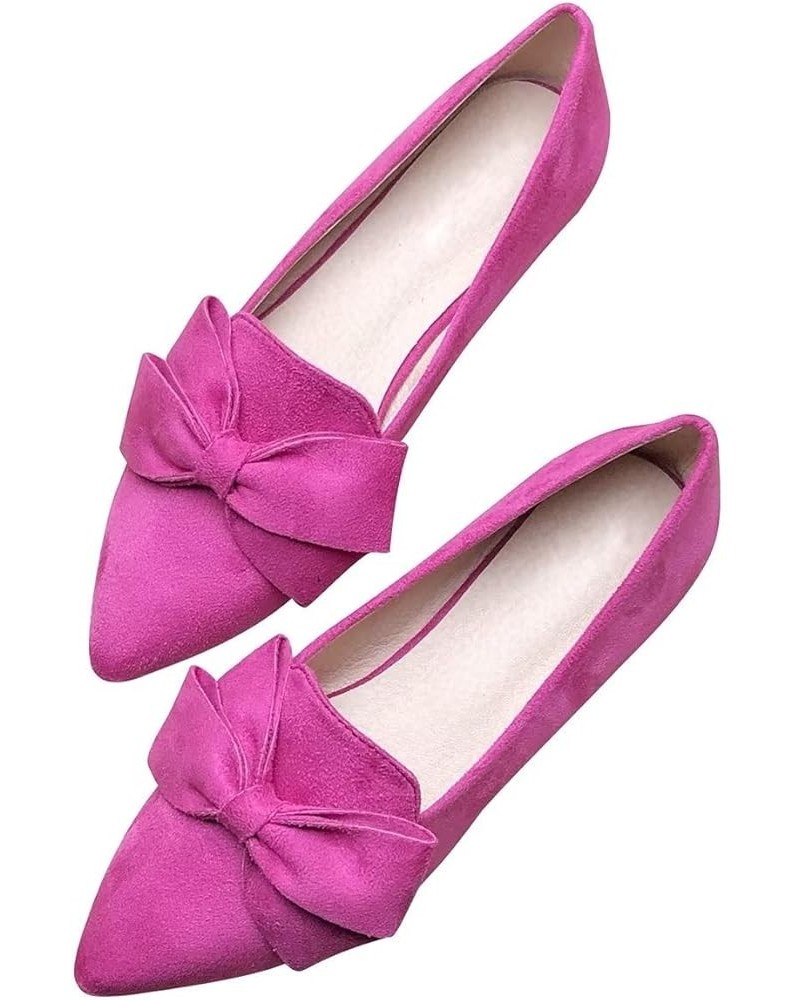 Womens Bow-Knot Ballet Flats Suede Pointy Toe Dress Shoes Comfort Work Shoes Lightweight Slip Ons Rose $19.97 Flats