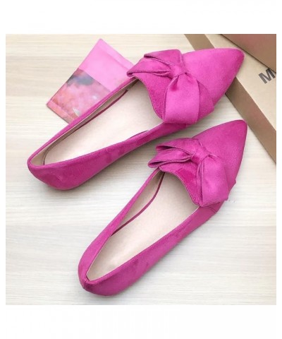 Womens Bow-Knot Ballet Flats Suede Pointy Toe Dress Shoes Comfort Work Shoes Lightweight Slip Ons Rose $19.97 Flats