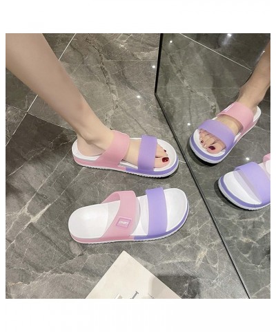 Women's sandals slippers Flat Banded Sandal Summer comfortable loose Purple $15.01 Sandals