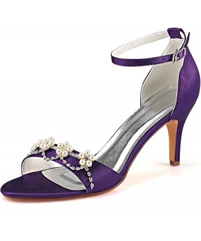 Women's Silk Like Satin Stiletto Heel Peep Toe Sandals with Bowknot Crystal Regency $23.86 Pumps