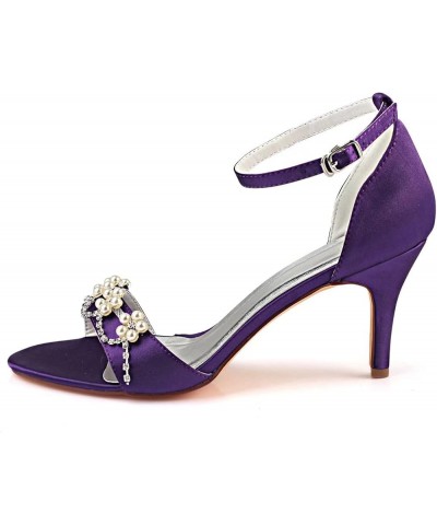 Women's Silk Like Satin Stiletto Heel Peep Toe Sandals with Bowknot Crystal Regency $23.86 Pumps