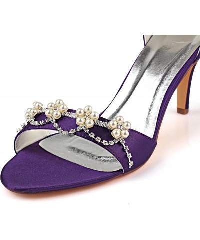 Women's Silk Like Satin Stiletto Heel Peep Toe Sandals with Bowknot Crystal Regency $23.86 Pumps