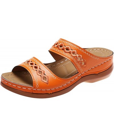 Orthopedic Sandals for Women, Womens Sandals Comfortable Arch Support Casual Open Toe Slip-on Flat Sandals Slippers Orange $1...