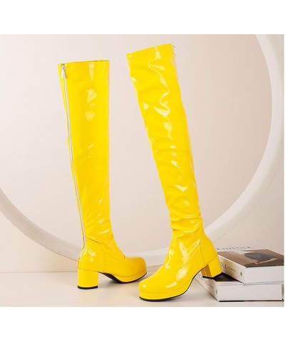 Women's PU Leather Over The Knee Boots Stretch Sexy Legs High Heel Boots Fashion Pointed-Toe Side Zipper Winter Boots for Dai...