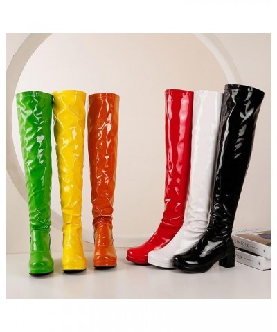 Women's PU Leather Over The Knee Boots Stretch Sexy Legs High Heel Boots Fashion Pointed-Toe Side Zipper Winter Boots for Dai...